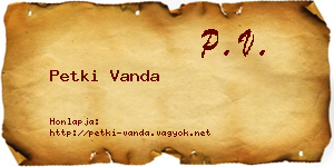 Petki Vanda névjegykártya